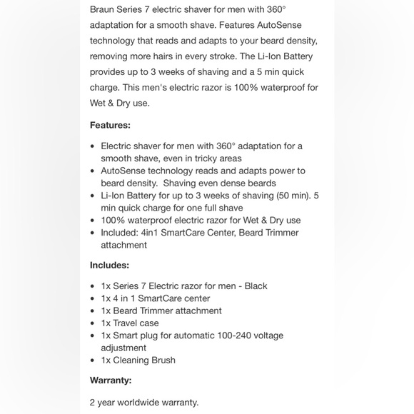 NWB -Braun Series 7 7075cc Electric Shaver with SmartCare Center Made in Germany - Picture 14 of 14